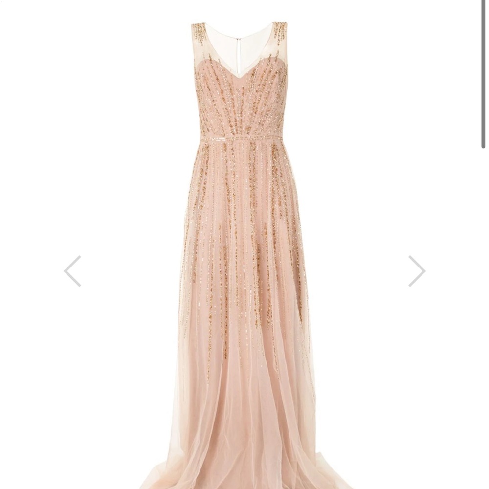 Marchesa Sleeveless Beaded V-Neck Gown - Picture 2 of 8